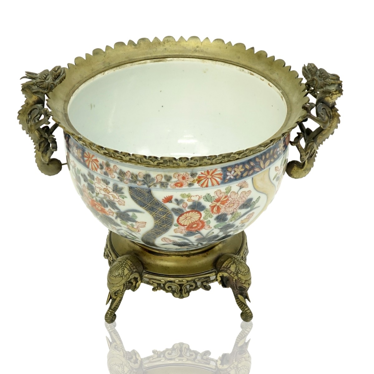 19C Bronze Mounted Imari Porcelain Planter