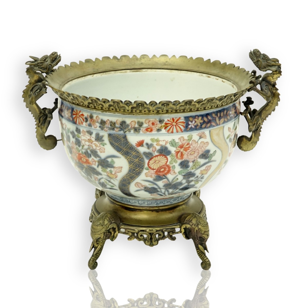 19C Bronze Mounted Imari Porcelain Planter