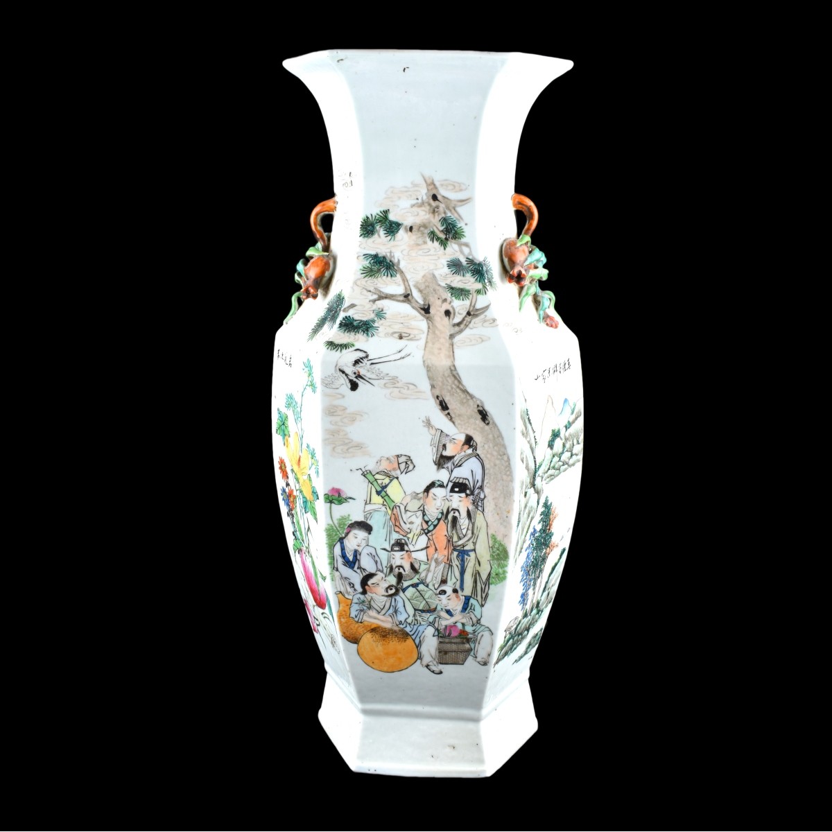 19C Lg Famille Rose Porcelain Vase, Pomegranate