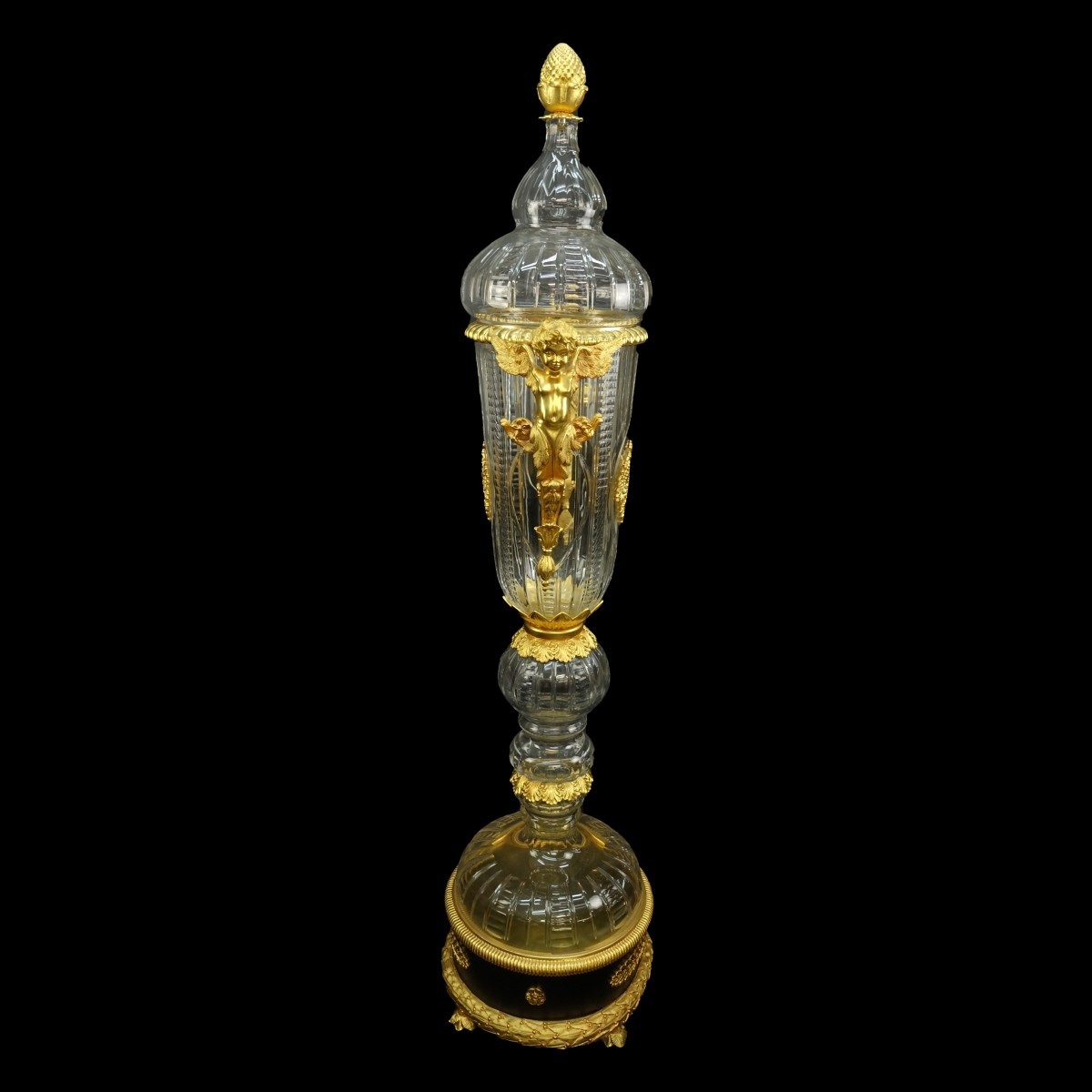 Large Russian Crystal and Bronze Urn