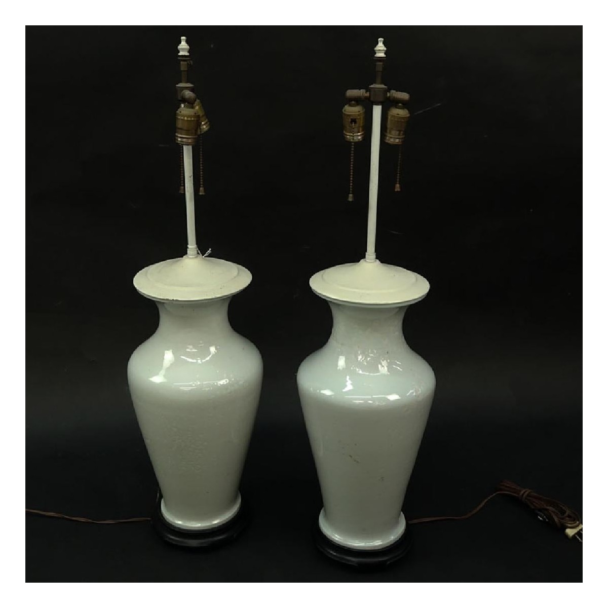 Pair of Celadon Glaze Vases as Lamps