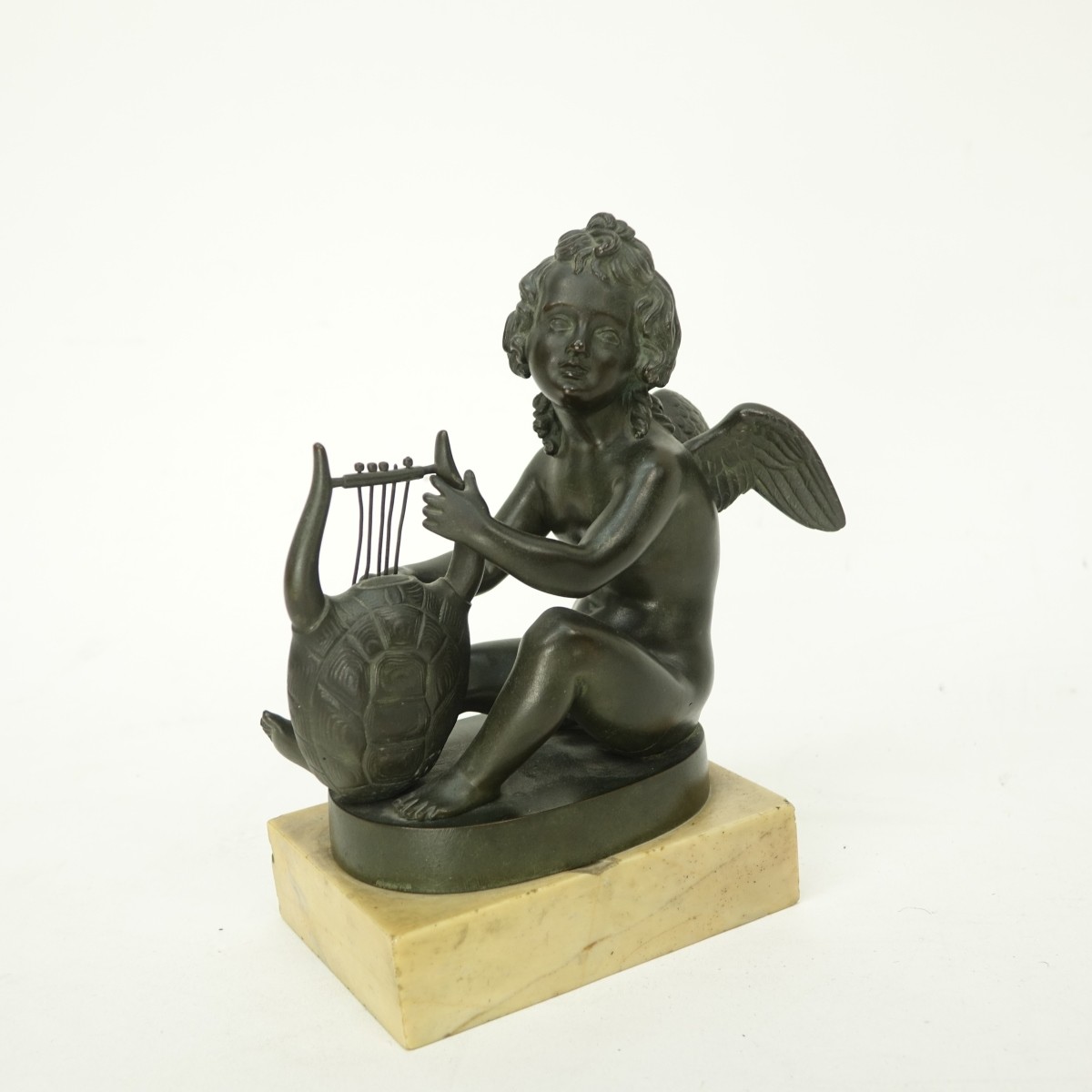 19th C. Bronze Angel Playing Lyre