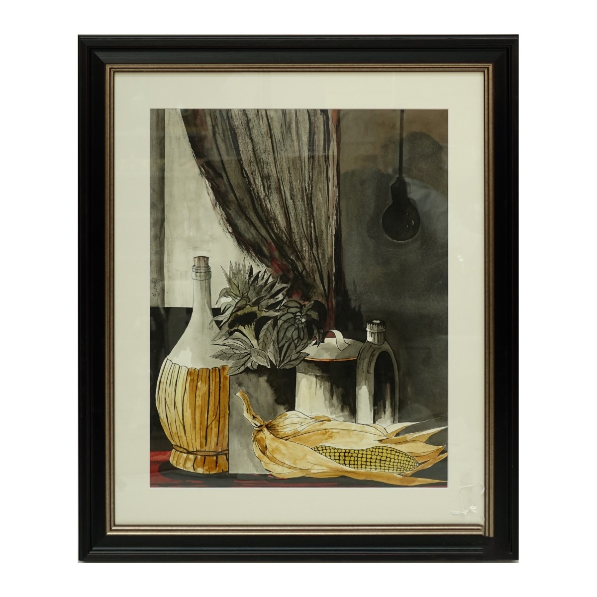 European School Still Life Watercolor Signed