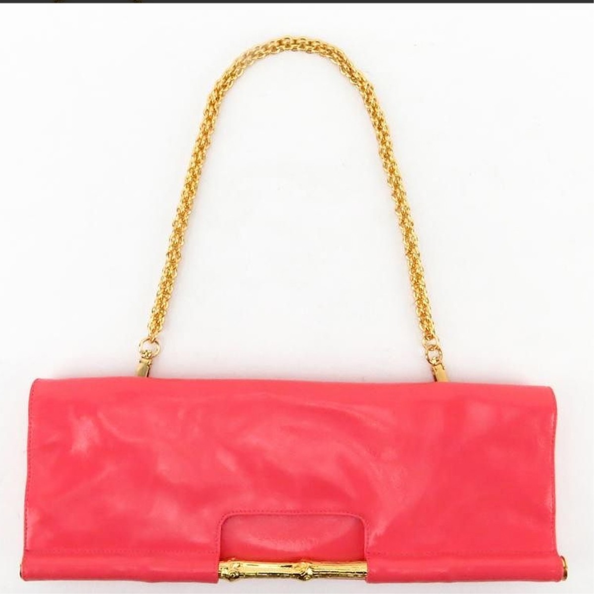 Trina Turk Salmon Pink Patent Leather Clutch