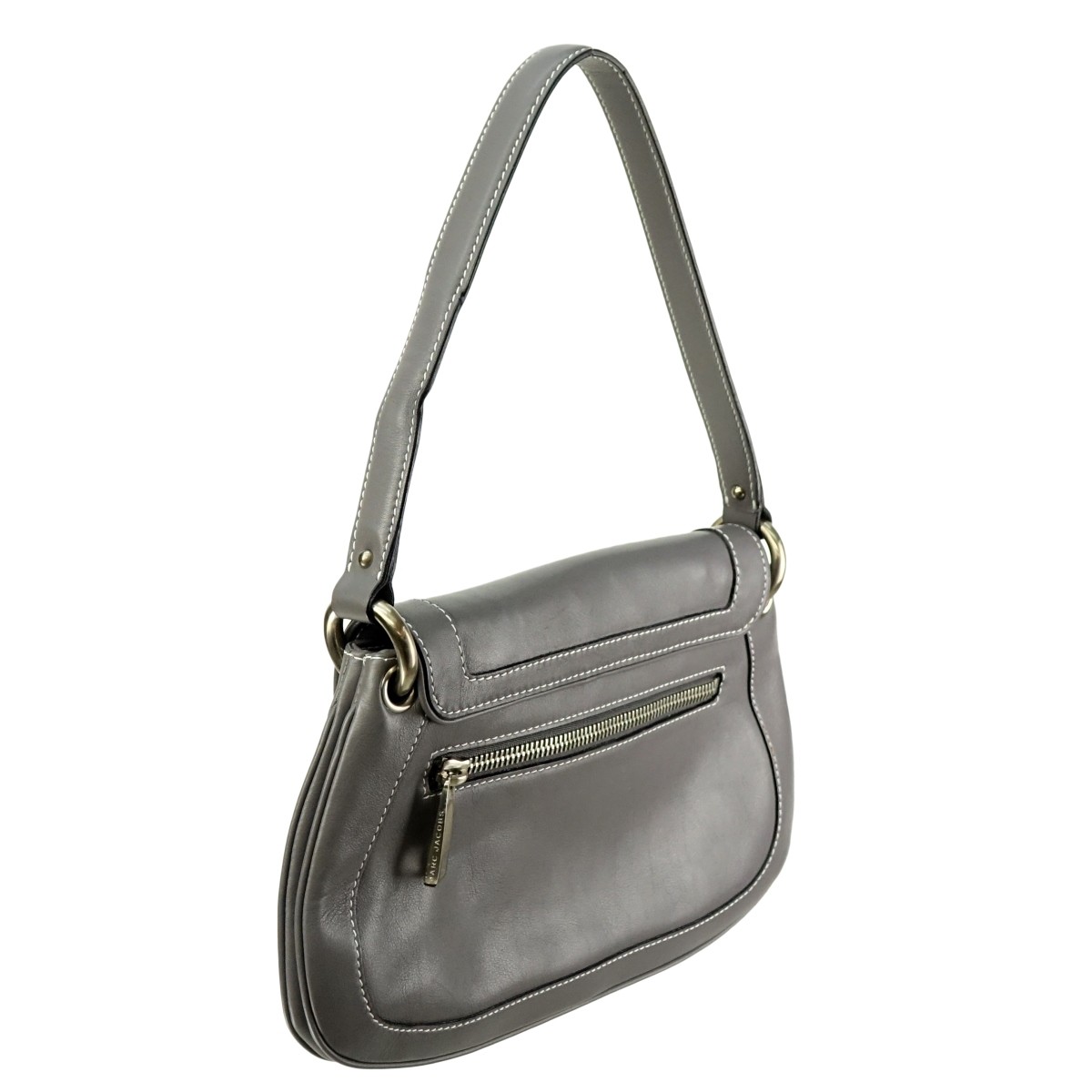 Marc Jacobs Gray Top Stitch Leather Flap Bag
