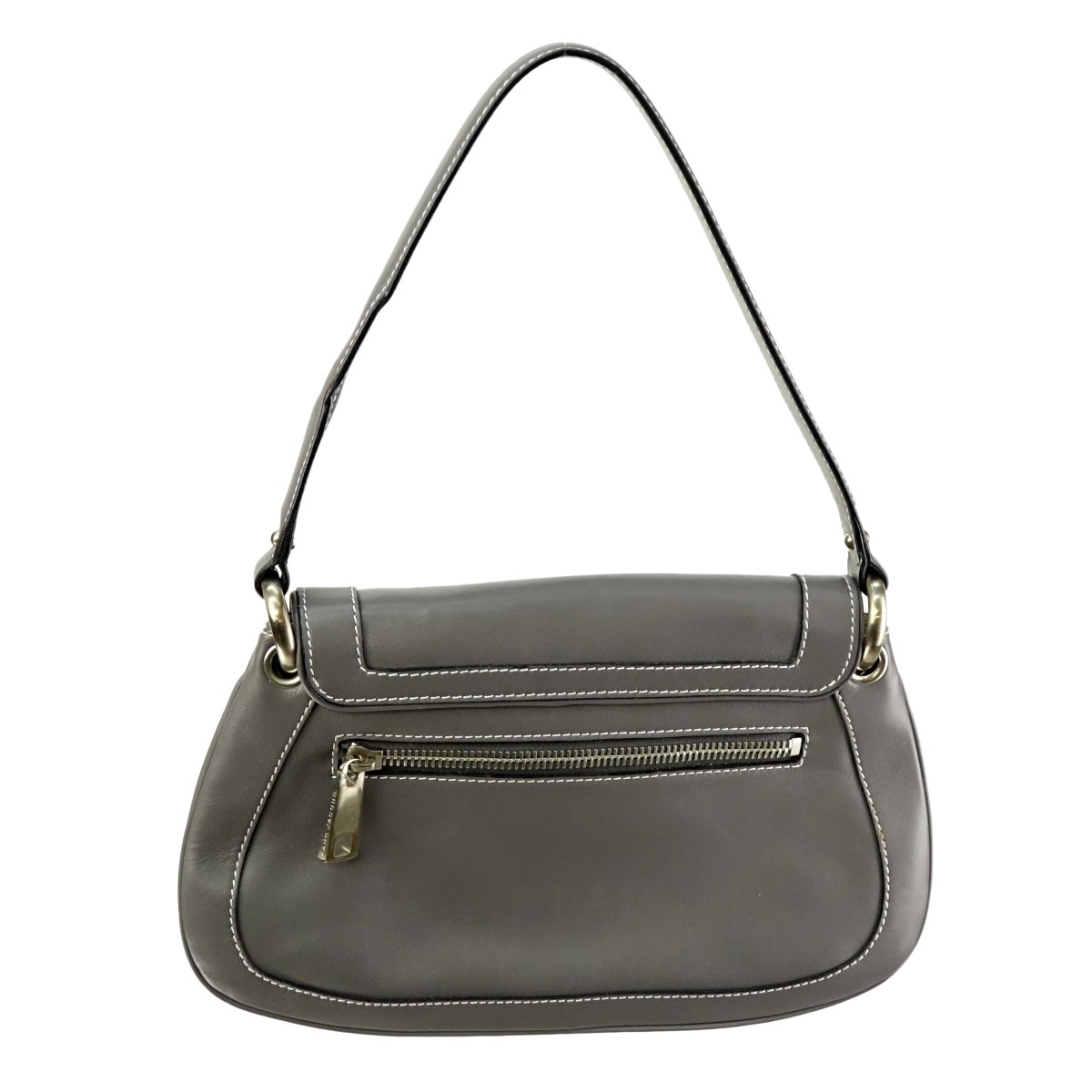Marc Jacobs Gray Top Stitch Leather Flap Bag