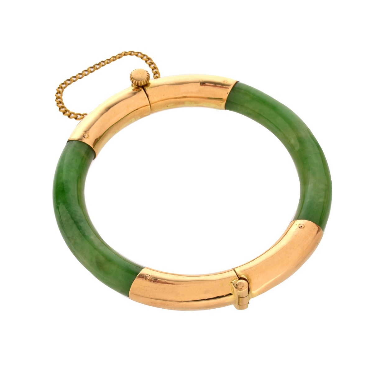 GIA Jade and 18K Bangle Bracelet