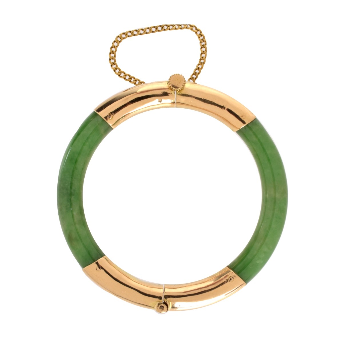 GIA Jade and 18K Bangle Bracelet