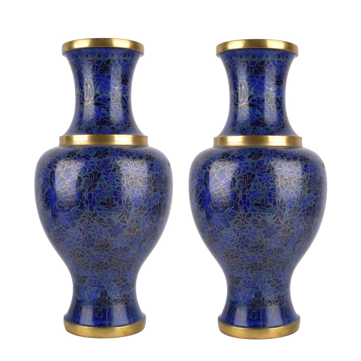 Pair of Tall Chinese Cloisonne Vases