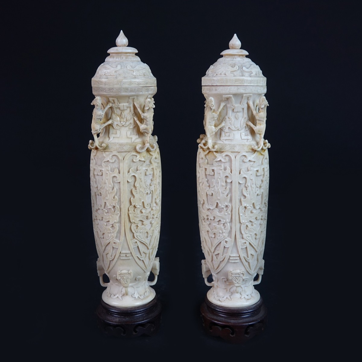 Pair of Chinese Covered Vases