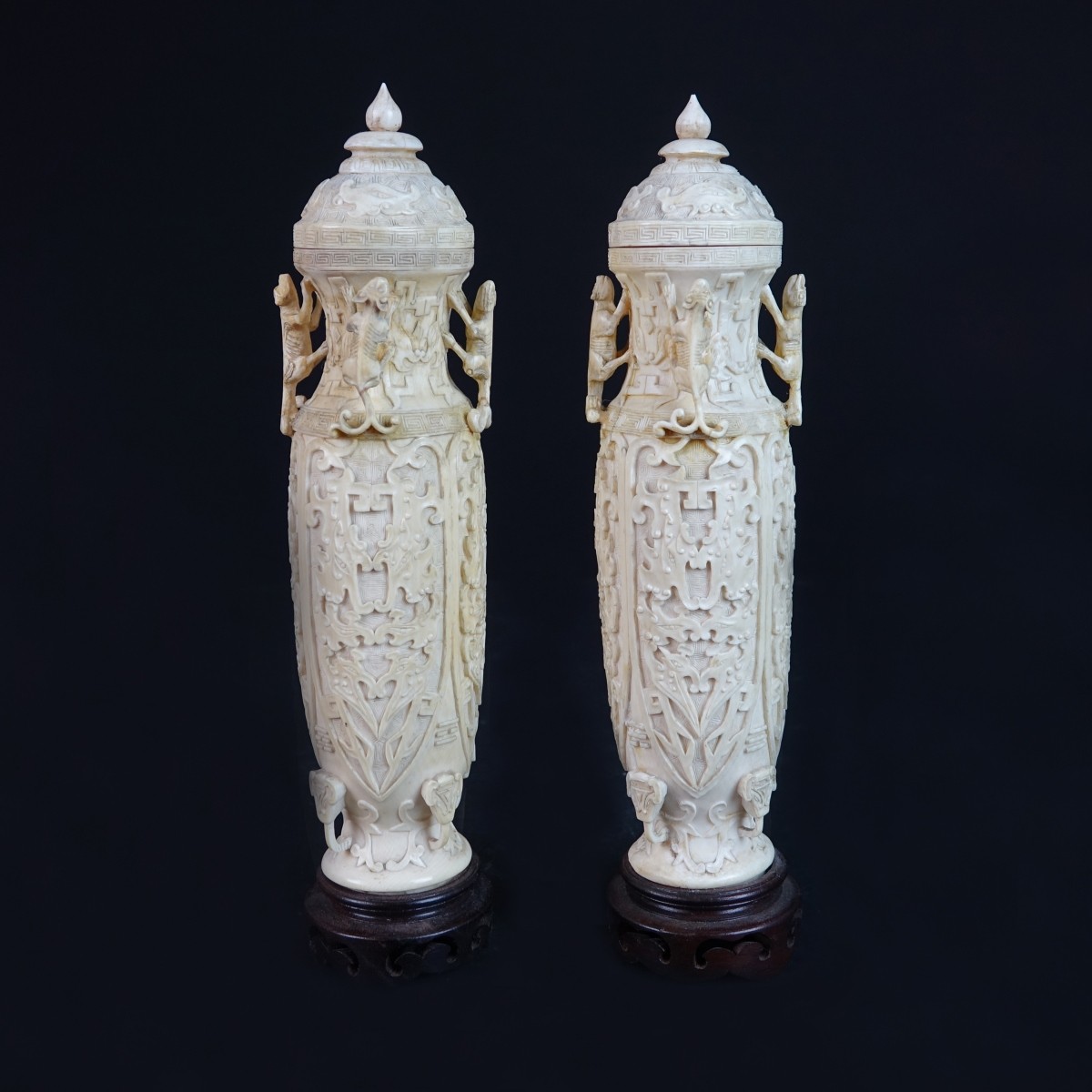 Pair of Chinese Covered Vases