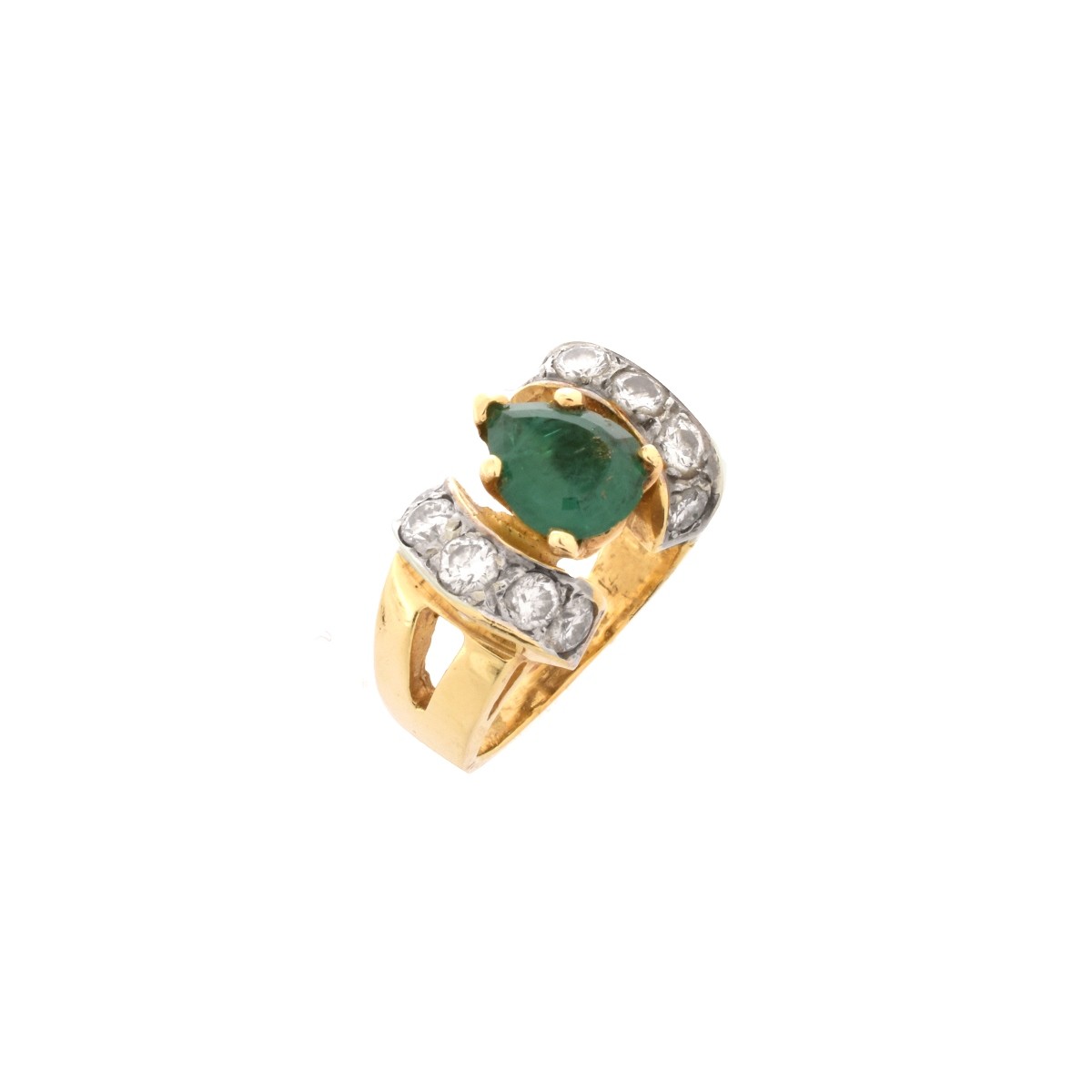 Emerald, Diamond and 14K Ring