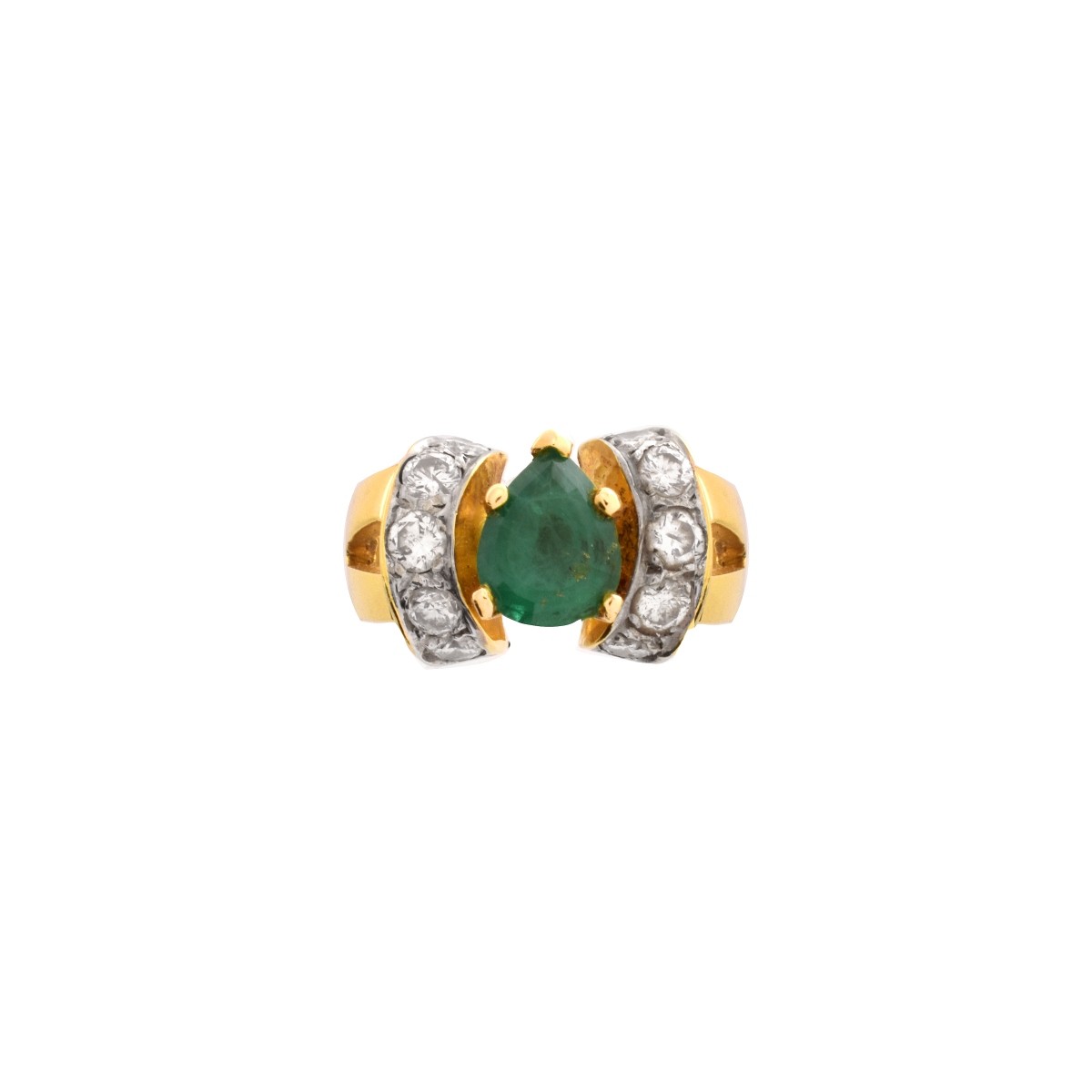 Emerald, Diamond and 14K Ring