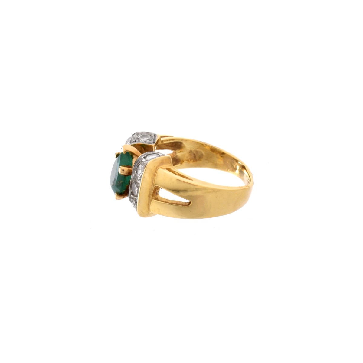 Emerald, Diamond and 14K Ring