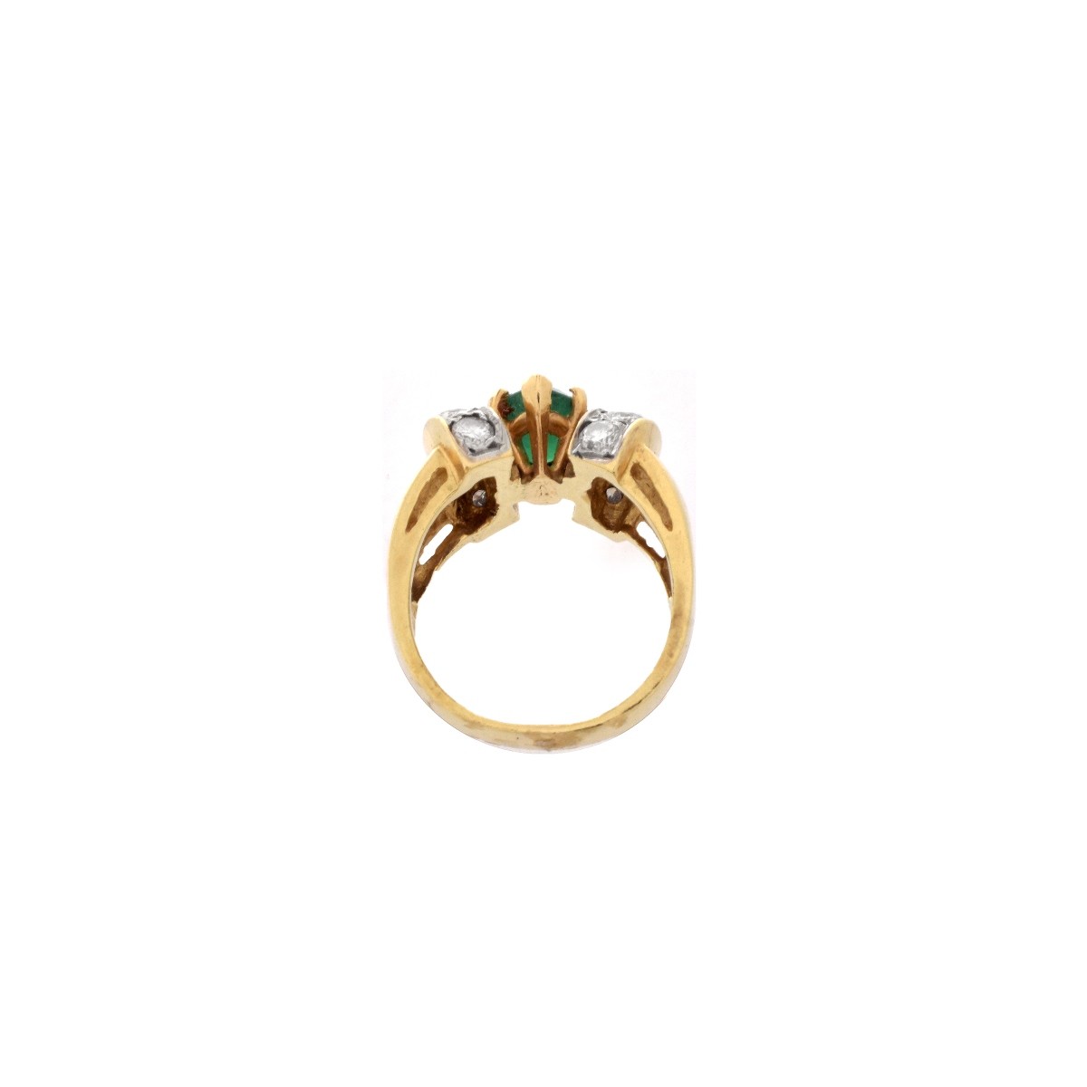 Emerald, Diamond and 14K Ring