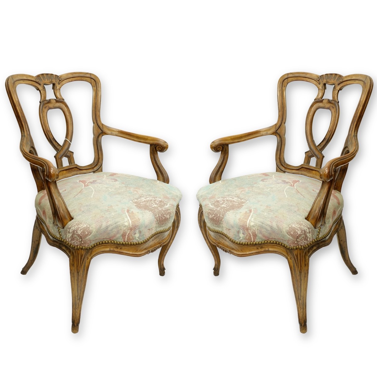 French Carved Arm Chairs