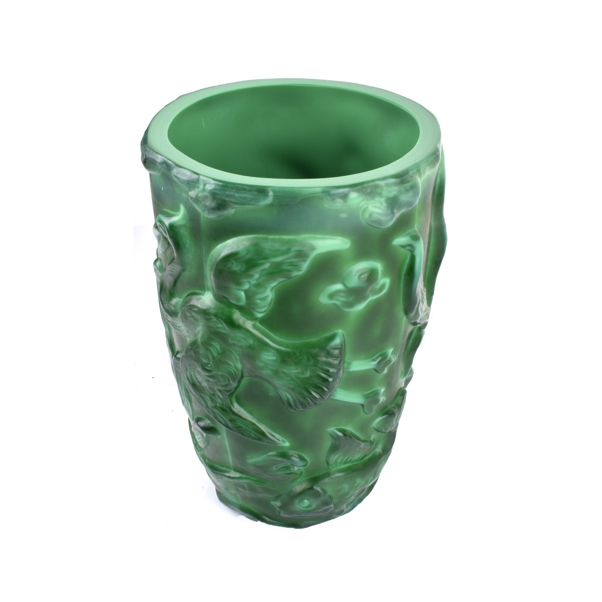 Manner of Lalique Malachite Glass Vase