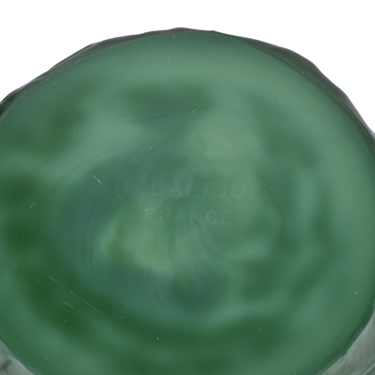 Manner of Lalique Malachite Glass Vase