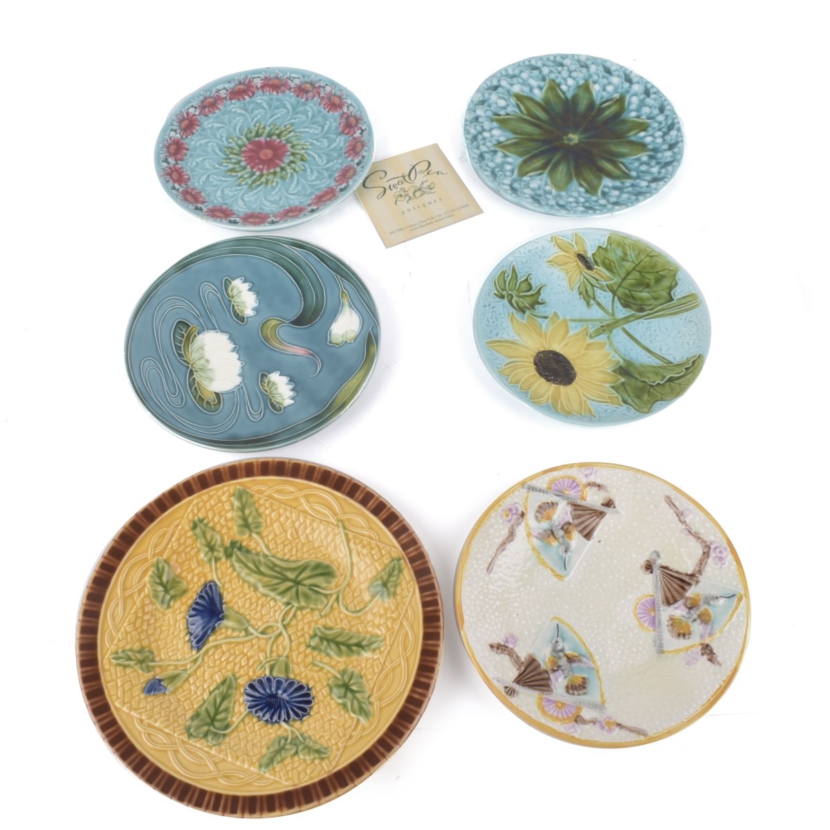 Six (6) Vintage Majolica Plates