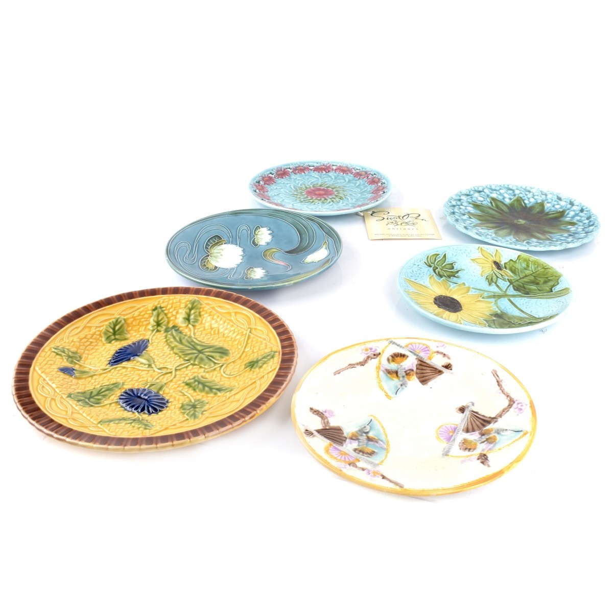 Six (6) Vintage Majolica Plates