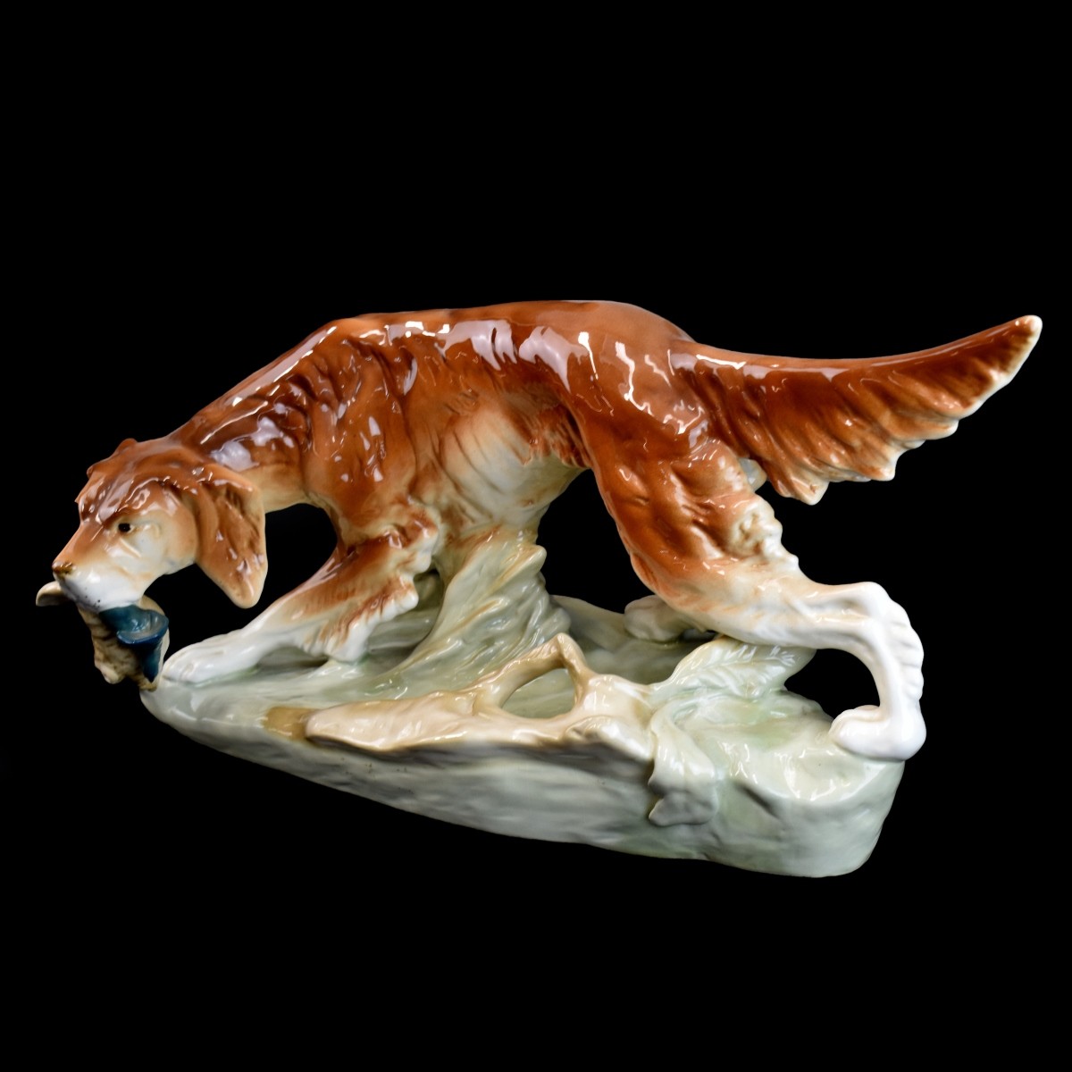 Royal Dux "Retriever with Pheasant" Figurine