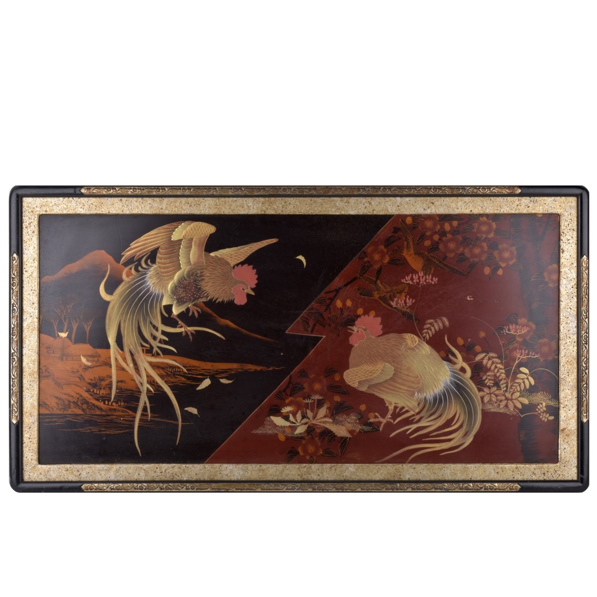 Japanese Lacquer Gilt & Handpainted Plaque