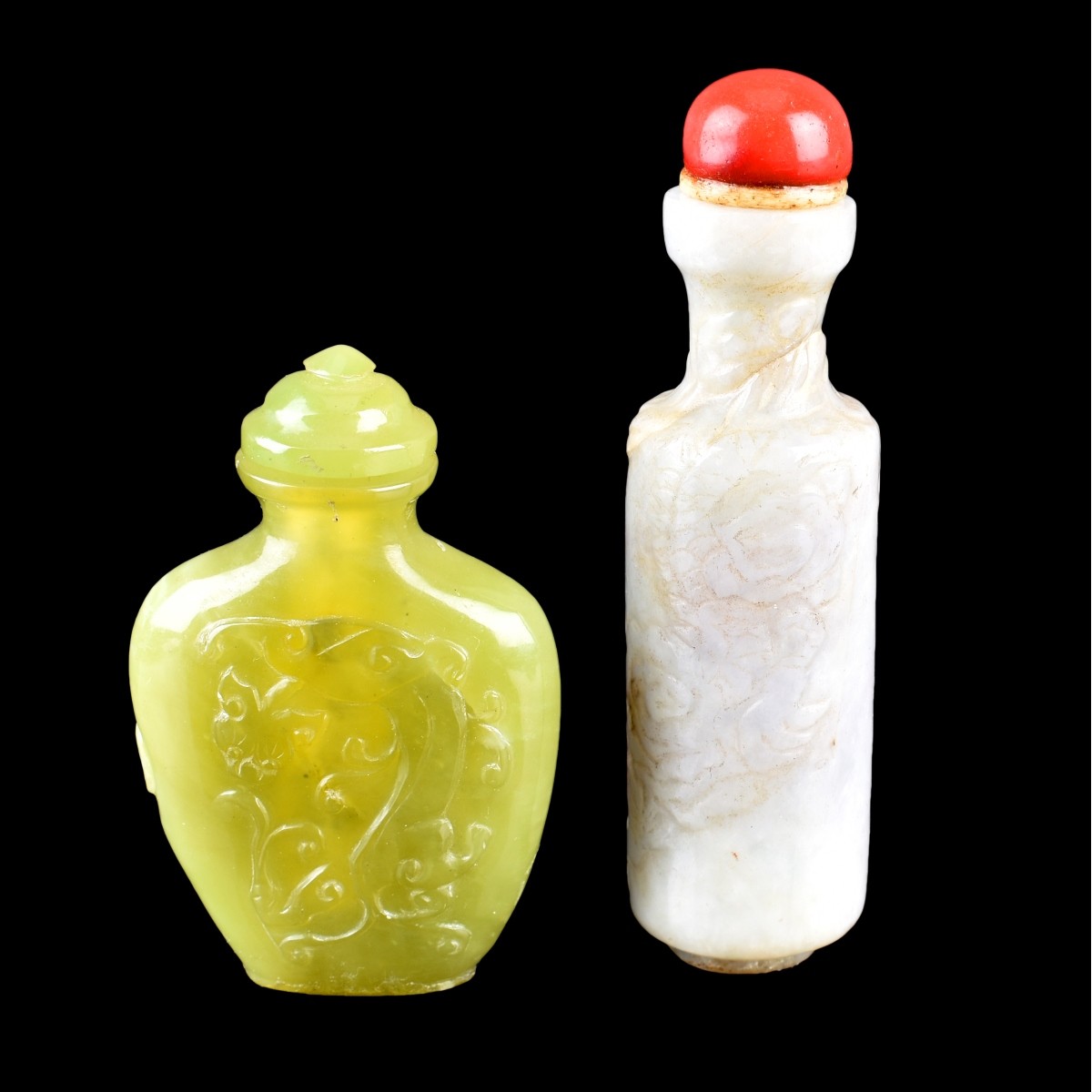 19th Century Chinese Carved Jade Snuff Bottles