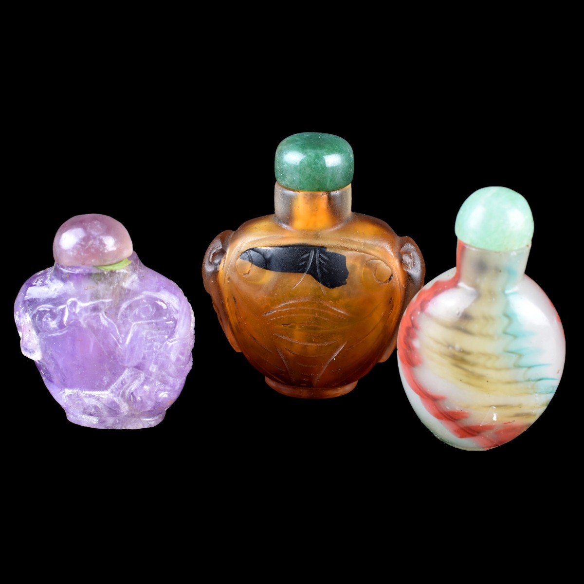 Three (3) Antique Chinese Snuff Bottles