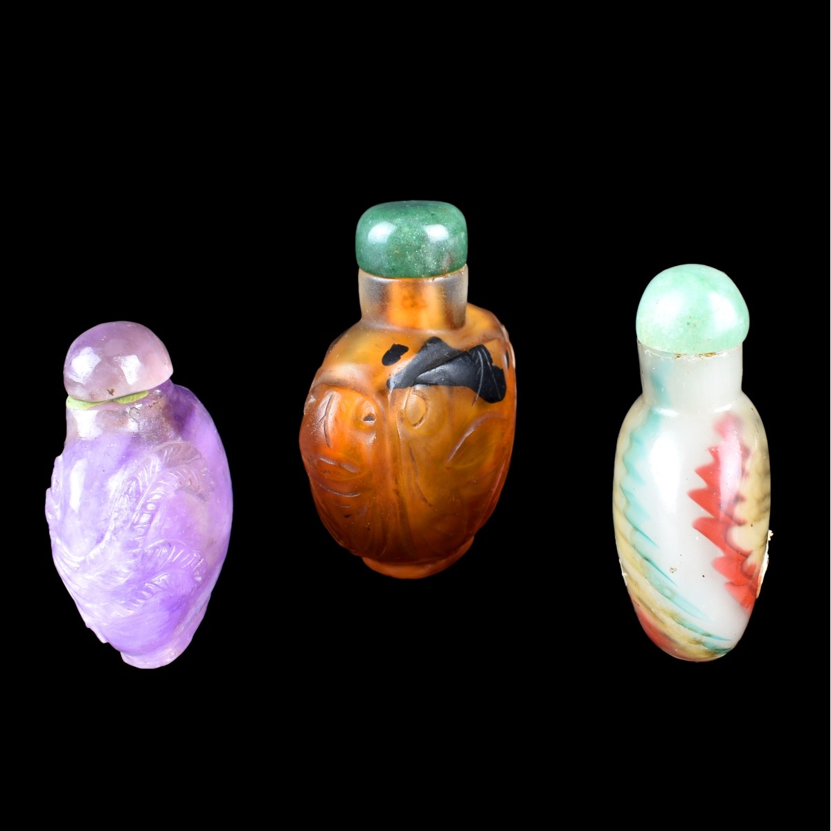 Three (3) Antique Chinese Snuff Bottles