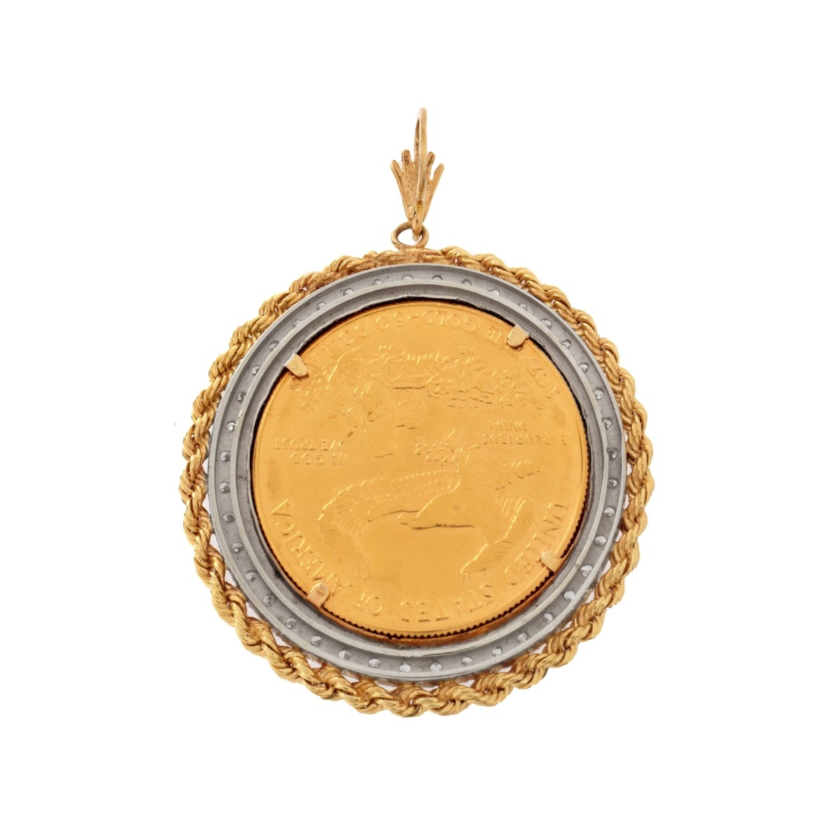 US $50 Gold Coin and Diamond Pendant