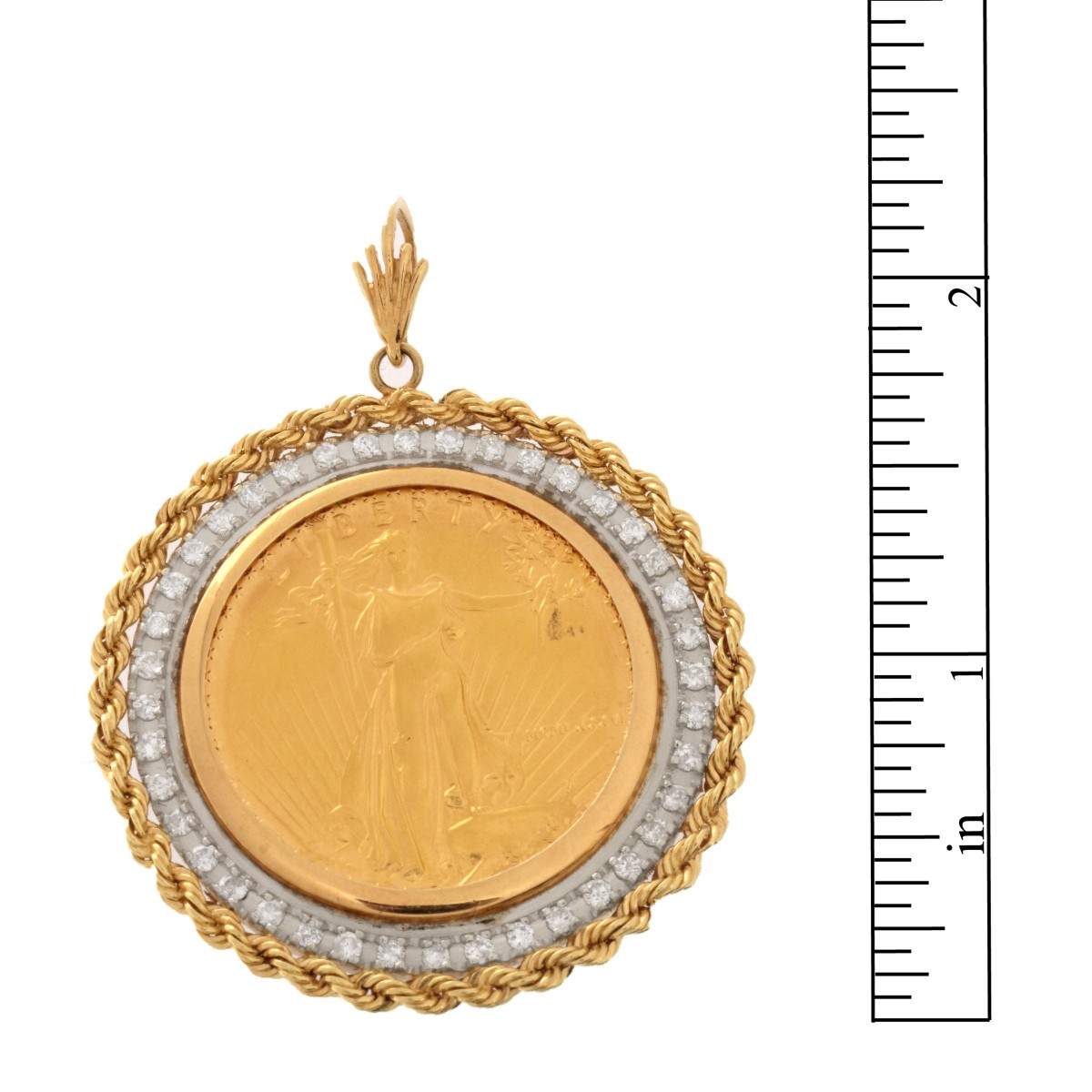 US $50 Gold Coin and Diamond Pendant