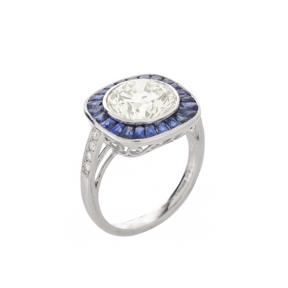 Diamond, Sapphire and Platinum Ring