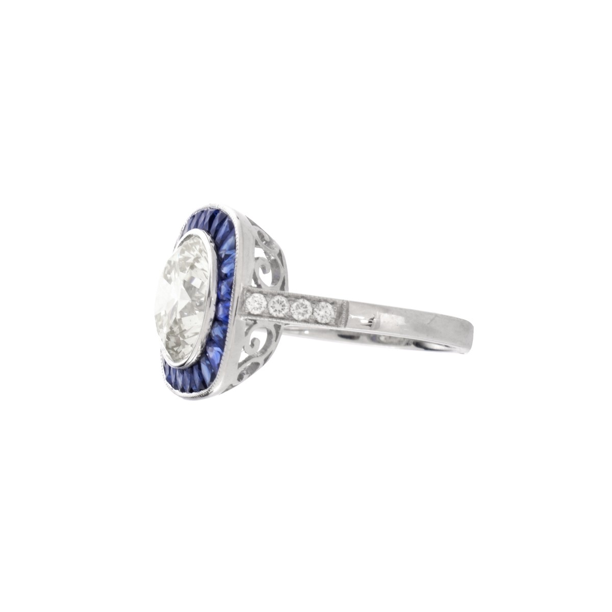 Diamond, Sapphire and Platinum Ring