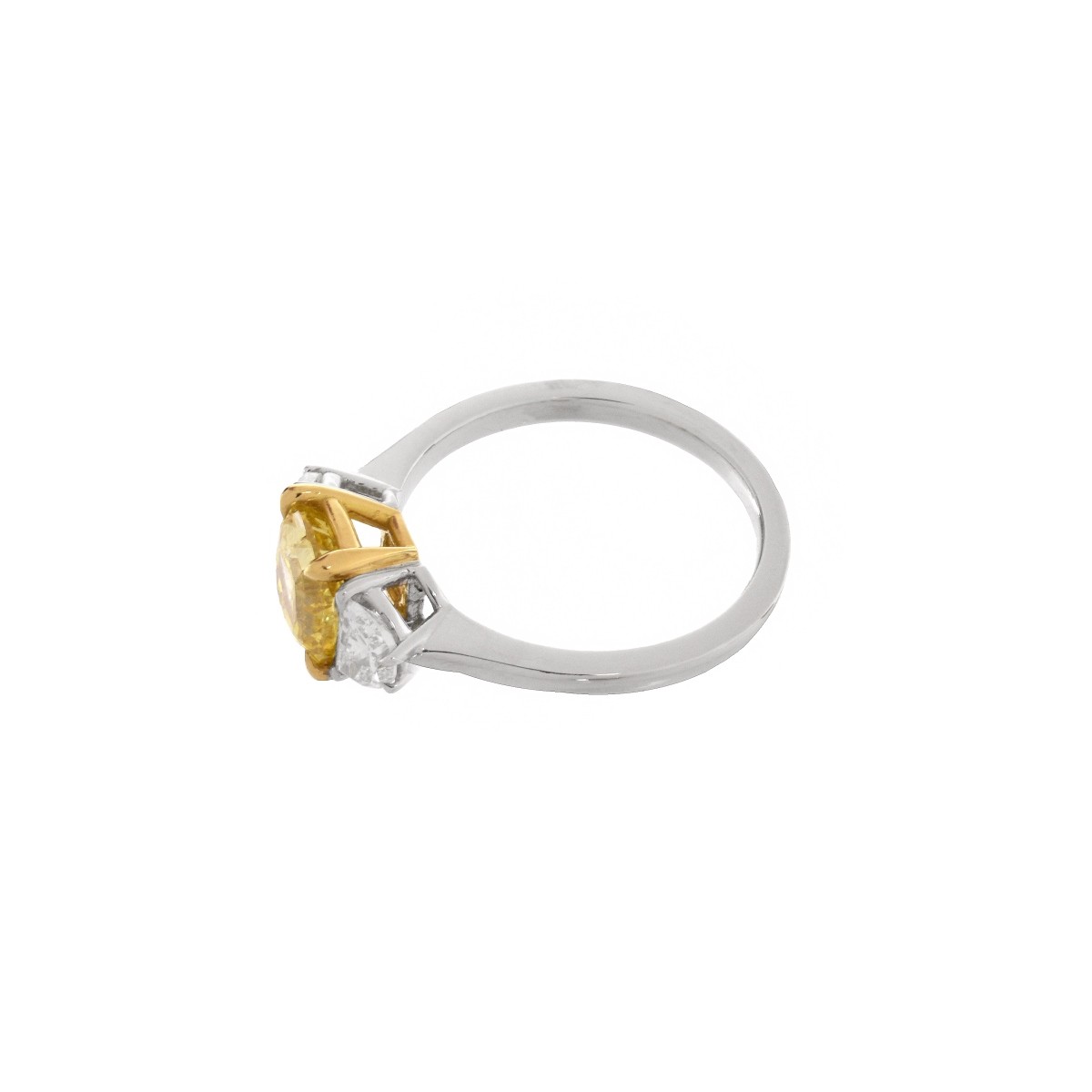 GIA Fancy Vivid Yellow Diamond and 18K Ring