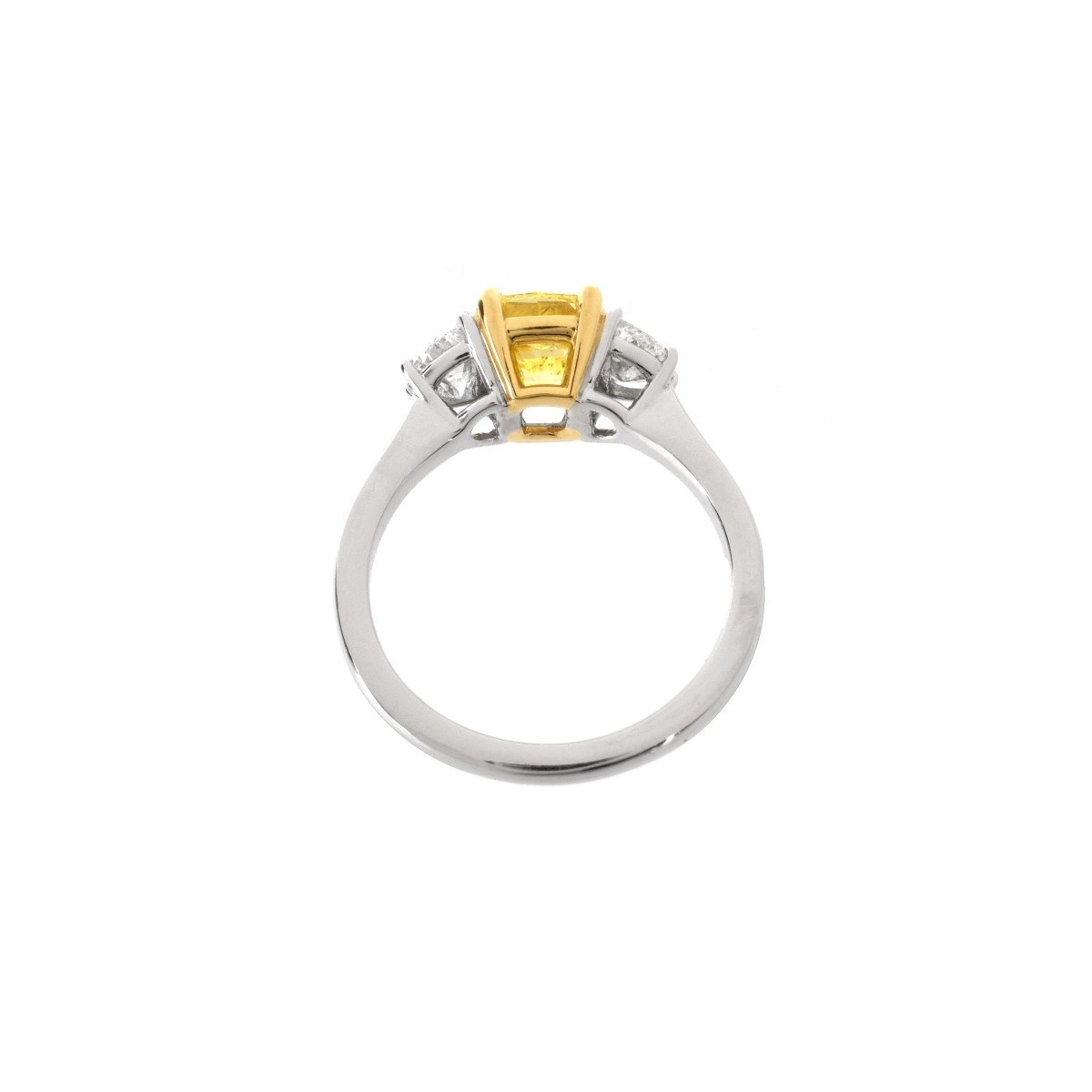 GIA Fancy Vivid Yellow Diamond and 18K Ring