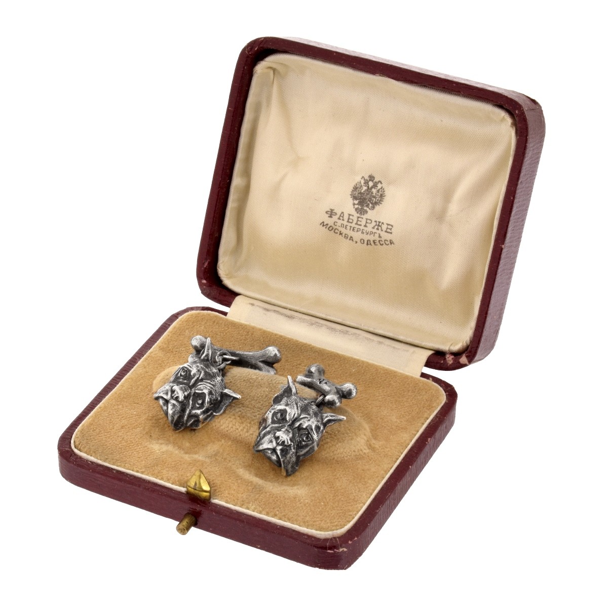 Faberge Diamond and Silver Cufflinks