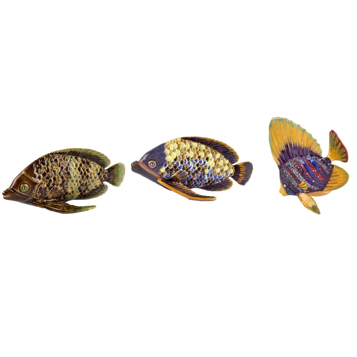 Three (3) Jay Strongwater Fish Figurines