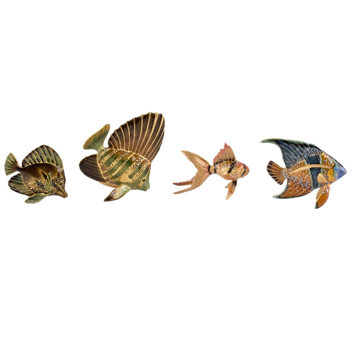 Four (4) Jay Strongwater Fish Figurines