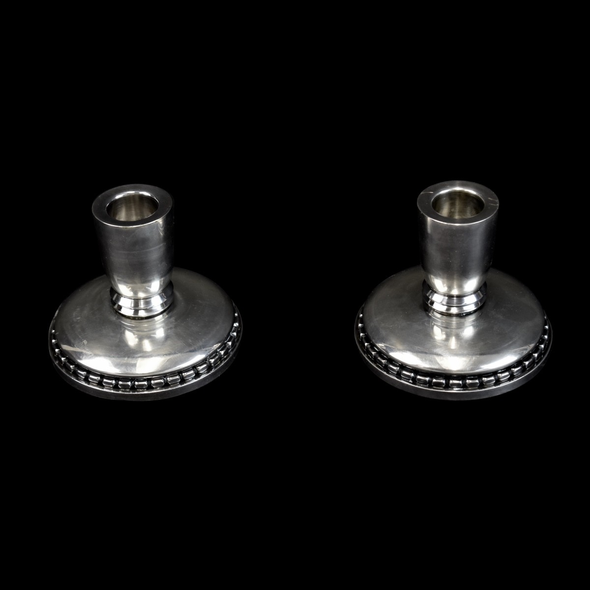 Pair of Georg Jensen Sterling Candle Holders