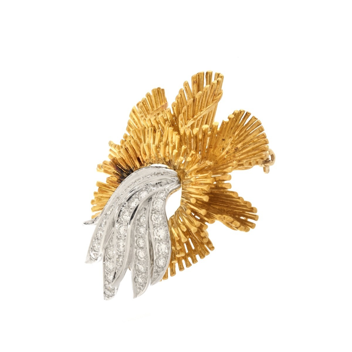 Diamond and 14K Spray Brooch