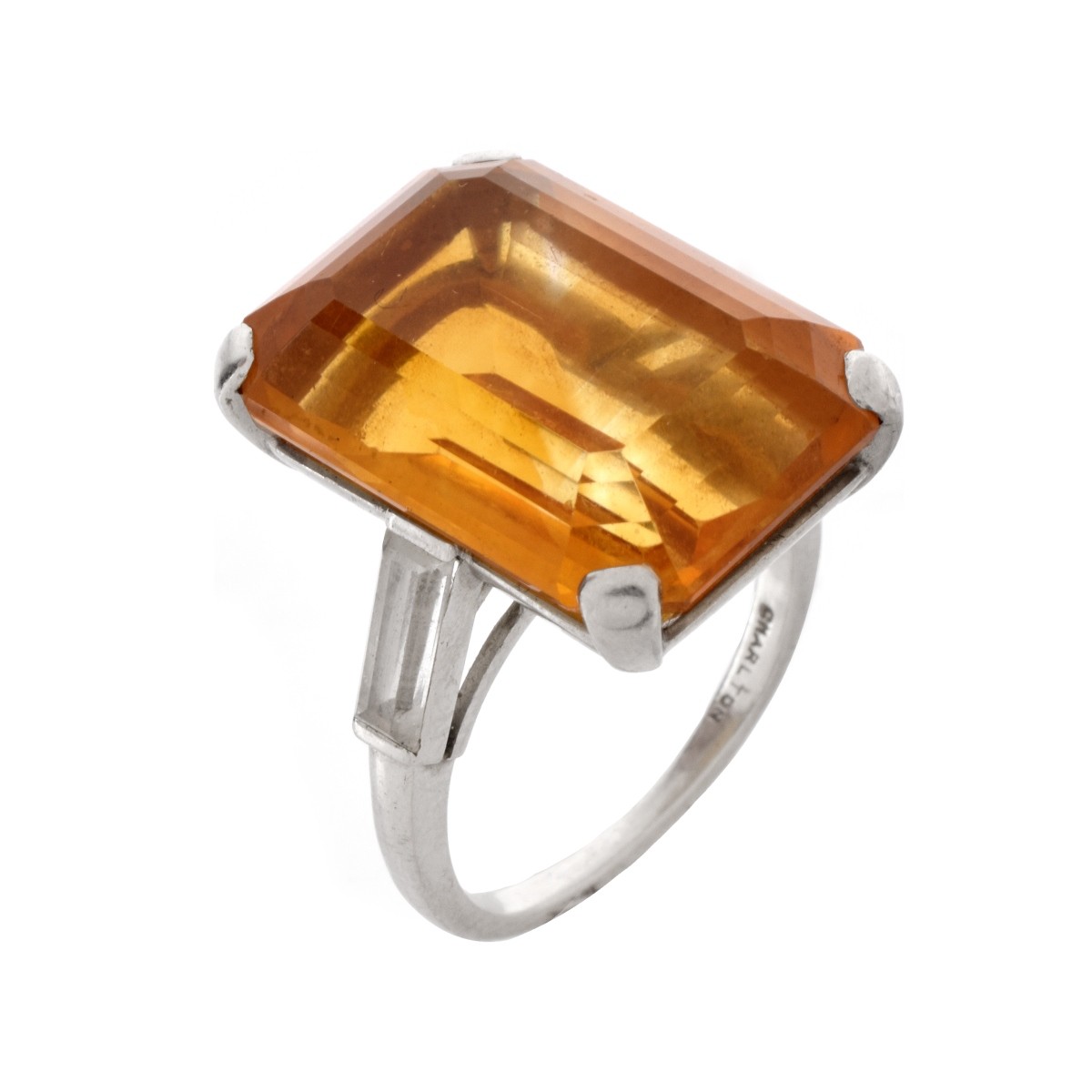 Citrine and Platinum Ring