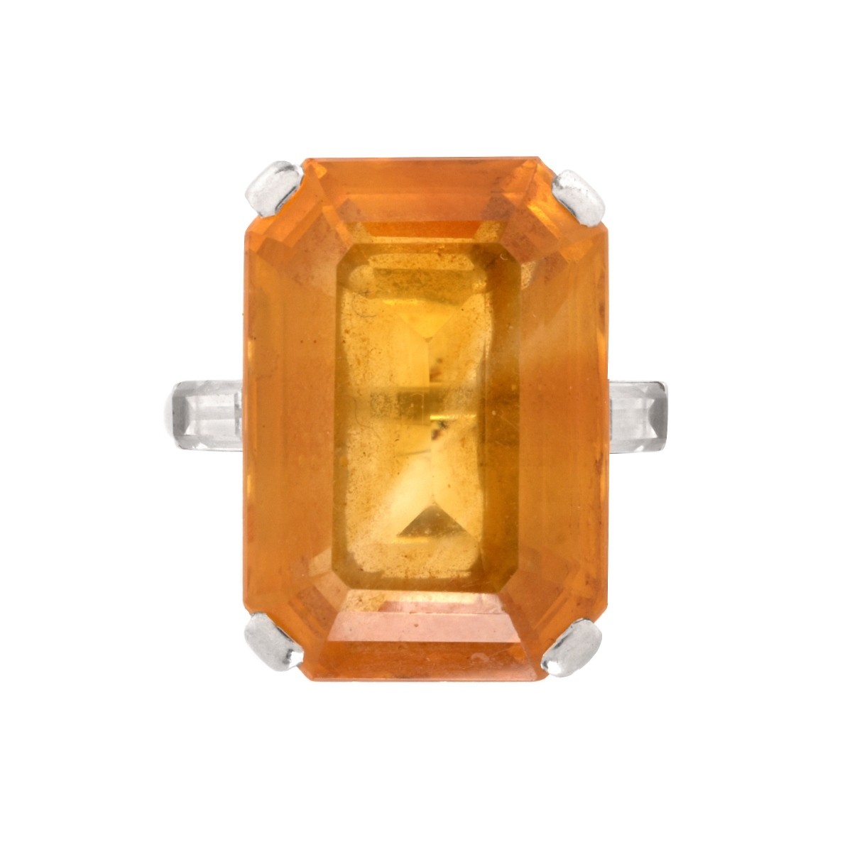 Citrine and Platinum Ring