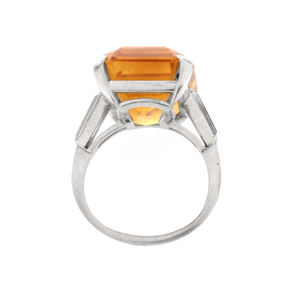 Citrine and Platinum Ring