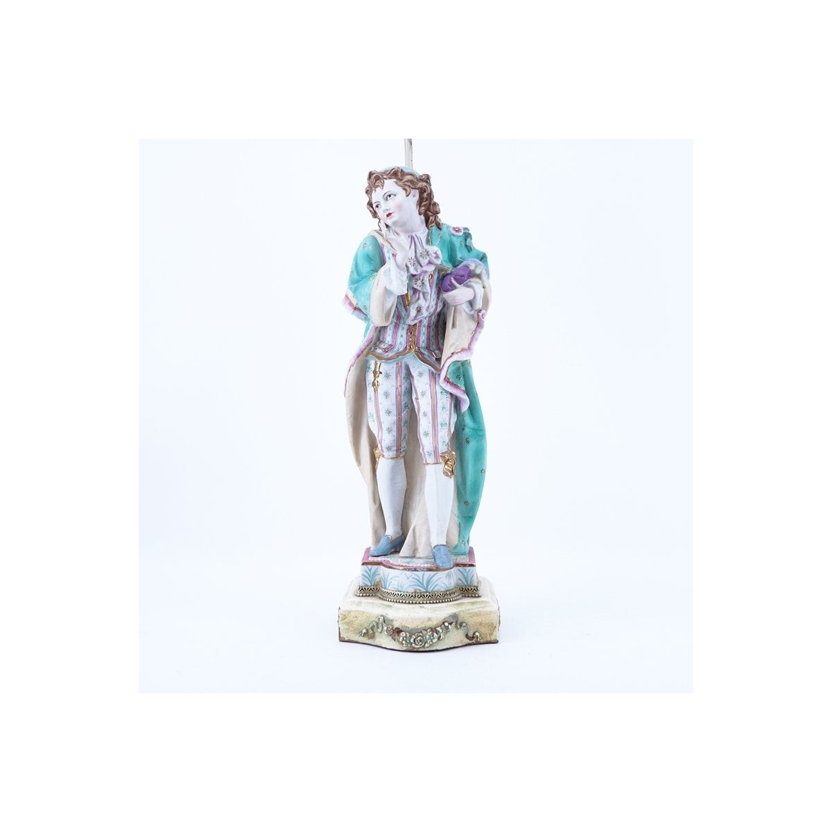 Large German Bisque Porcelain Figural Lamp