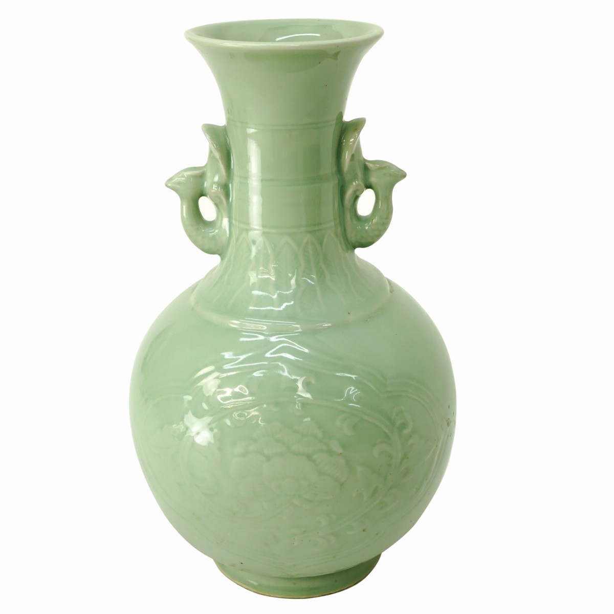 Large Chinese Longquan Style Celadon Vase