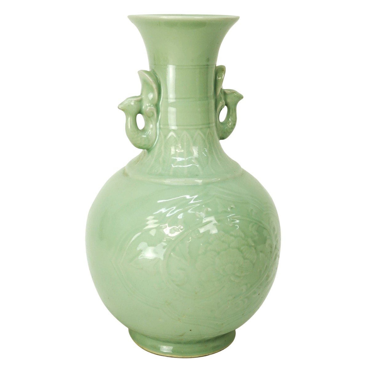 Large Chinese Longquan Style Celadon Vase