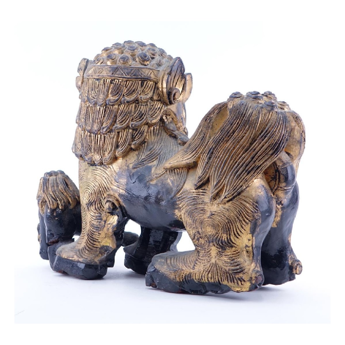 Large Chinese Carved Wood Foo Dog