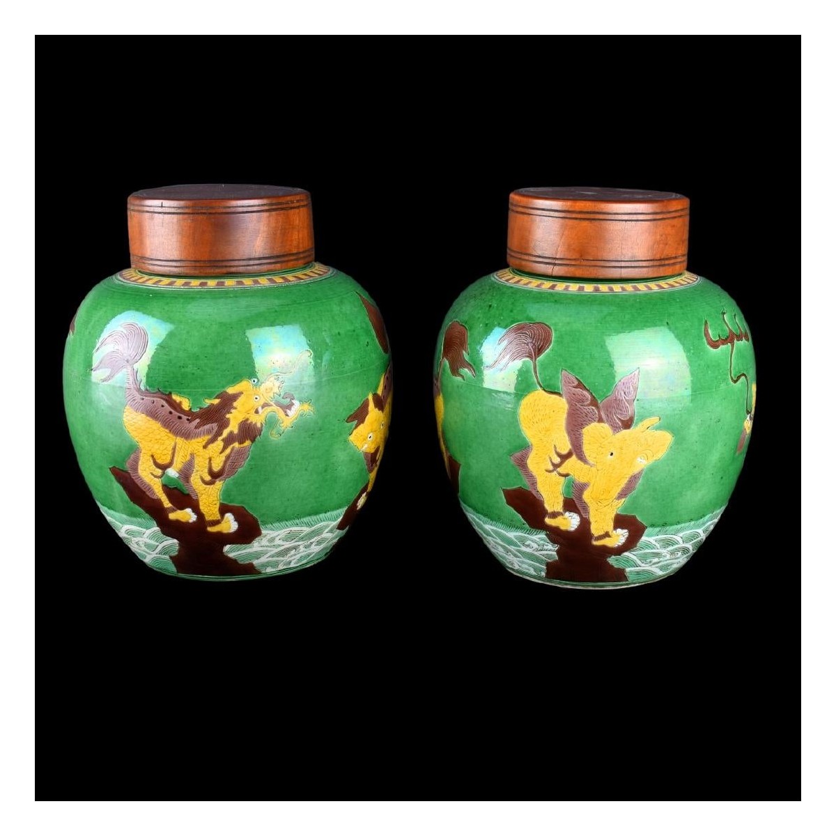 Pair of Chinese Tang Style Ginger Jars