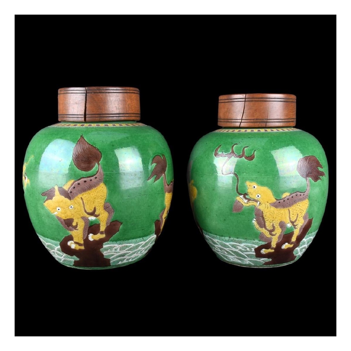 Pair of Chinese Tang Style Ginger Jars