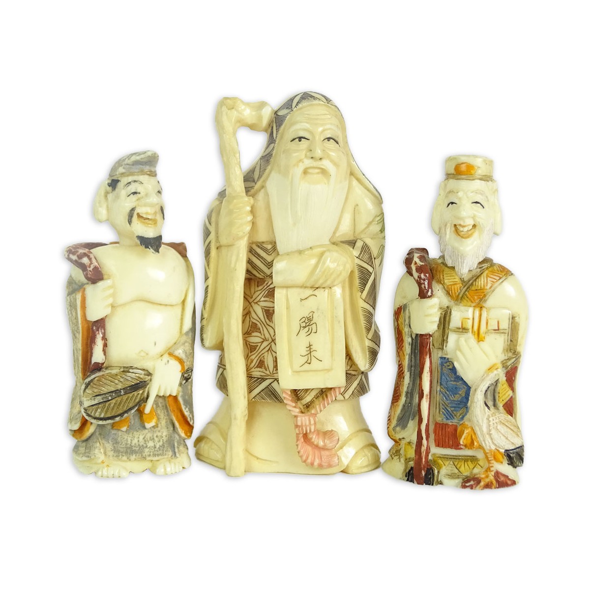 Three (3) Antique Carved Figurines